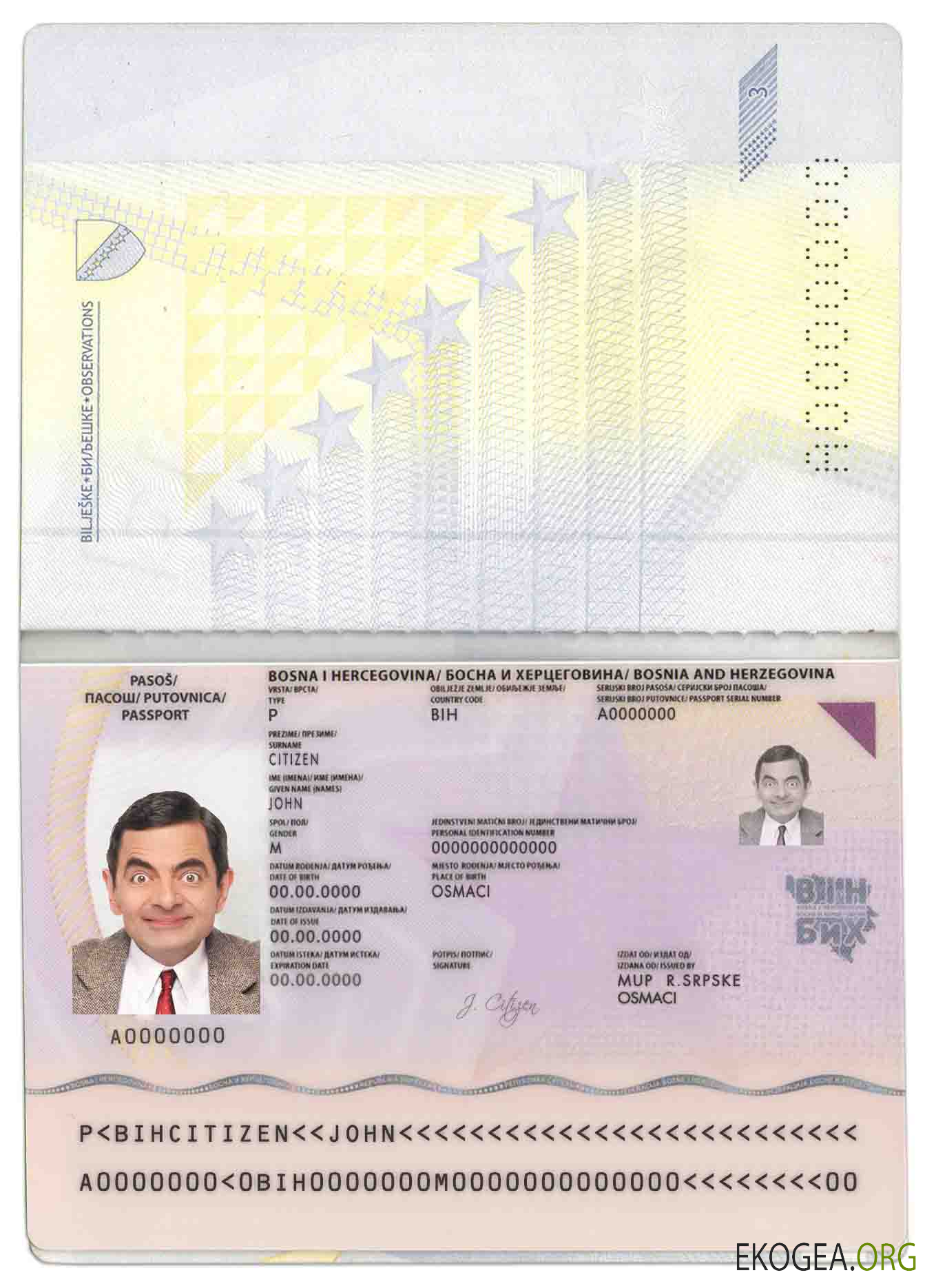 Passeport de Bosnie Herzégovine